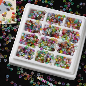 Glass Two Tone Cats Eye <b>Beads</b> 2x4mm Round Loose <b>Beads</b> For Jewelry Making DIY Accessories Mixed Colors Wholesale - Product Image 1