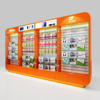 Aménagement intérieur de magasin de téléphonie mobile, présentoir en bois pour accessoires de téléphonie mobile, magasin d'électronique