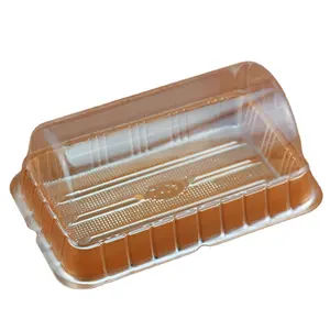 批发一次性塑料透明烘焙食品盒透明面包托盘蛋糕容器