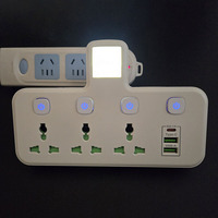 Con interruptores LED para luces nocturnas, botones, PC, a prueba de fuego, inalámbrico, USB tipo C y convertidores de 3 tomas de corriente.