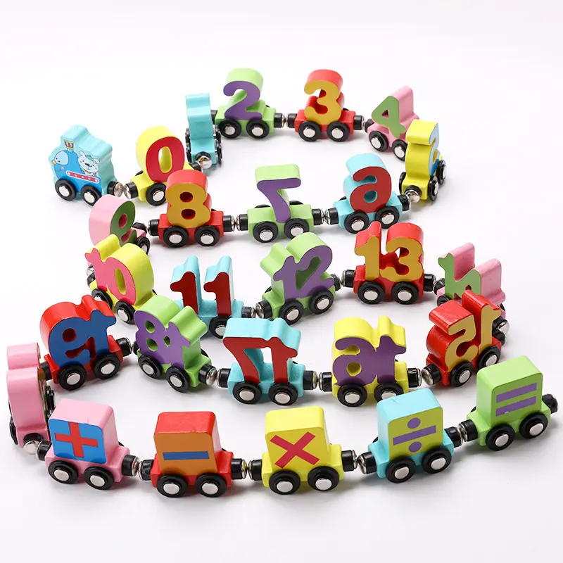 Wood toy children early learning toy train magnetic color letter number cognition animal children educational toy Magnetic train
