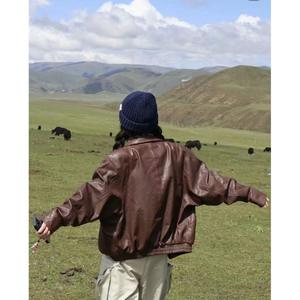 <span class=keywords><strong>Chaqueta</strong></span> de Piel de Oveja Estilo Motociclista, Abrigo Casual de Cuero Genuino para <span class=keywords><strong>Mujer</strong></span> - Product Image 3