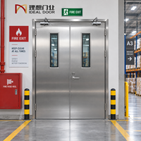 Porte coupe-feu à double battant en acier inoxydable avec panneau de vision en option pour bâtiments commerciaux et industriels