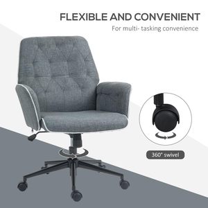 <span class=keywords><strong>Chaise</strong></span> de bureau ergonomique en tissu gris <span class=keywords><strong>à</strong></span> dossier mi-haut, capitonnée, pivotante, avec accoudoirs, réglable en hauteur, pour le bureau <span class=keywords><strong>à</strong></span> domicile - Product Image 2