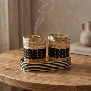 Latest Design Arabian Islamic Oval Brass Incense Burner <b>Bakhoor</b> Arabic Fragrance Home Decor Woven Rattan Cane Mubkhar <b>Oud</b> Holder - Product Image 1