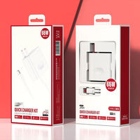 Boîte en carton simple, écologique, recyclable et personnalisable avec fenêtre et trou de suspension pour ensemble de câbles de chargeur de téléphone, avec logo personnalisé, idéale comme cadeau.