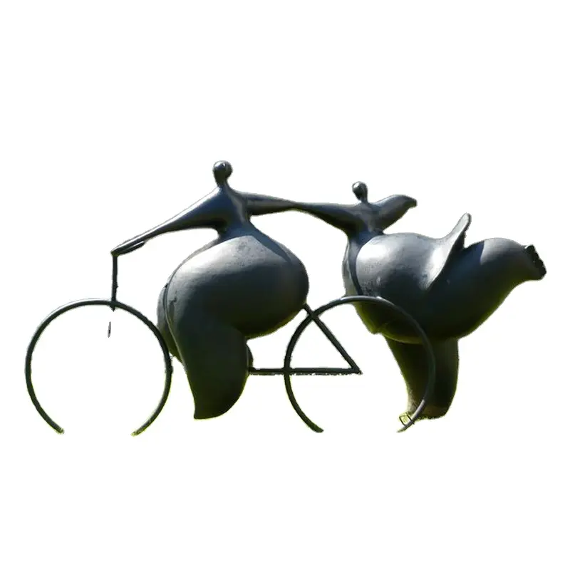 Figurine Fat bike en Bronze, pôle de danse, jardin paysager, bicyclette, Sculpture