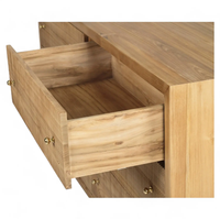 Armoire en bois convertible moderne minimaliste et écologique en teck naturel avec 5+ tiroirs/étagères pour chambre à coucher, salon, salle à manger