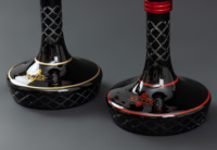 Set Hookah Shisha Aluminium Alloy Medium Berlapis Oksida MR. TOM |   Narghile Desain Kunci Yunani Hitam Matte dengan Alas Kaca, Grosir OEM
