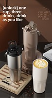 Nouvelle Tasse Thermique Cylindrique Portable Grande Capacité Double Paroi Simple en Acier Inoxydable 316 avec Revêtement Céramique – Cadeau de Voyage Isotherme