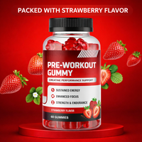 Gummies de Créatine Pré-Entraînement en Gros, Marque Privée OEM, pour Hommes et Femmes, 60 Unités, Saveur Fraise, Booste l'Énergie et la Concentration, HALAL