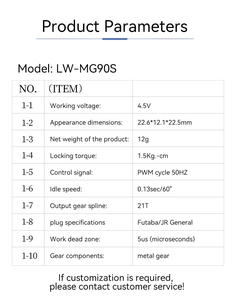 Mini Motor Servo Digital DC 9G con Engranajes de Aluminio para Coches RC, Aviones y Aplicaciones de Robots Educativos STEM MG90S - Product Image 6