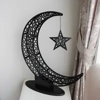 Décoration de table islamique en métal, croissant de lune et étoile, Ramadan Kareem, Eid Mubarak, design Art Déco, tailles et couleurs personnalisables, cadeaux musulmans