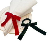 Rot-Grüner Samt Eleganter 2,5cm Weihnachts-Schleifenring Mehrfarbiger Kreisförmiger Serviettenring Festliche Partydekoration Umweltfreundlich