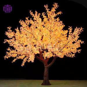 Outdoor LED Ginkgo Tree <b>Light</b> with Bright Golden Leaves Effect for Christmas Landscape Display Customizable Colors - Product Image 4