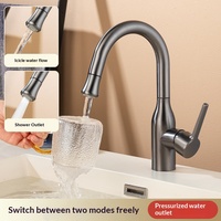 Nouvelle conception de tête de pulvérisation flexible pour eau chaude et froide avec rotation à 360° °   Robinet de lavabo de salle de bain en acier inoxydable rétractable à bec pivotant