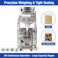 Machine d'emballage et de pesage multi-têtes SUS304, machine d'emballage du riz, du thé, des grains de café, des noix, des fruits secs, emballage automatique