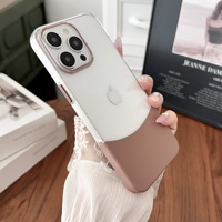 Coque Bicolore pour iPhone 17 16 15 14 Pro Max en PC Acrylique Transparent Antichoc avec Anneau de Protection de l'Objectif