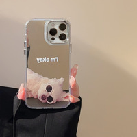 Argent caméra jante mignon chien Girly couverture arrière clair personnaliser impression maquillage miroir coque de téléphone pour iPhone 16 Pro Max 15 14 13 Pro