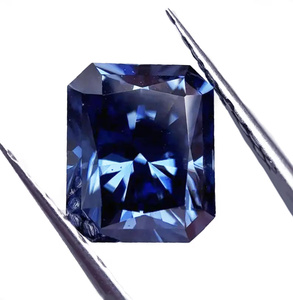 Moissanite bleu saphir profond, taille radiant, VVS1, pierre précieuse de laboratoire, changement de couleur, 1,00 carat, taille brillant, certifié par un tiers - Product Image 6