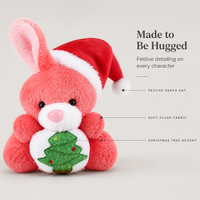 Peluche de Noël en forme d'animal avec chapeau de Père Noël et sapin de Noël, cadeau de fêtes