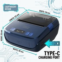 Imprimante d'étiquettes thermiques portable 80 mm avec batterie rechargeable, imprimante de bordereaux 3 pouces pour codes de colisage / USB-C en stock