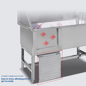 PetFitステンレス鋼折りたたみ式犬用グルーミングタブランプ付き多機能バスステーション屋内屋外用 - Product Image 3