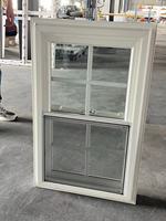 HANGXING Fenêtre UPVC à guillotine en PVC gris grain de bois Fenêtres en baie Portes françaises Anthracite Double vitrage