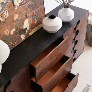 Factory Price Solid Wood Eco-Friendly Retro Style Sideboard Dining Living Room Cabinet <b>Chest</b> Floor <b>Storage</b> Large Capacity K103 H - Product Image 5