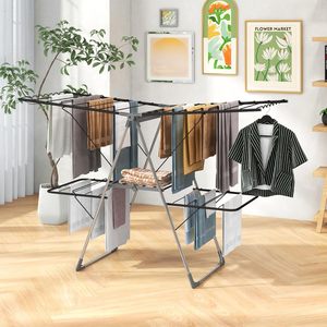 New Arrival Modern Stainless Steel Foldable Three-Layer Glossy Finish Floor Standing Bathroom Coat Baby <b>Racks</b> Drying <b>Rack</b> - Product Image 3