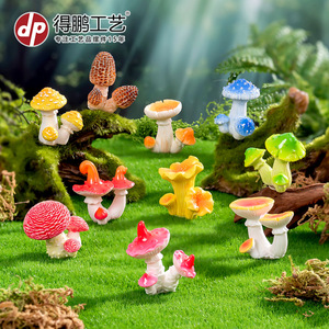 เครื่องประดับเรซิ่นรูปเห็ดกลุ่ม สำหรับตกแต่งสวนในร่มและกลางแจ้ง วางบนโต๊ะ รูปทรงไม่สม่ำเสมอ ผิวมันเงา - Product Image 2