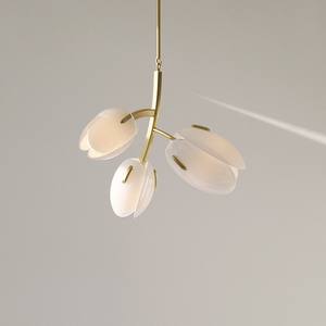 Ancienne Branche Lumière De Luxe Art Fleur Bourgeon <span class=keywords><strong>Lustre</strong></span> Moderne Français Crème Style Verre Milieu LED Dimmable Salon Salle À Manger - Product Image 4