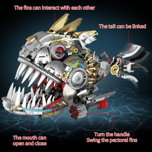 Kaiyu K96224 2025 Nouveau modèle Piranha Kit de construction d'animaux bioniques mécaniques Jouets de petite taille pour enfants Cadeau Blocs de construction - Product Image 3