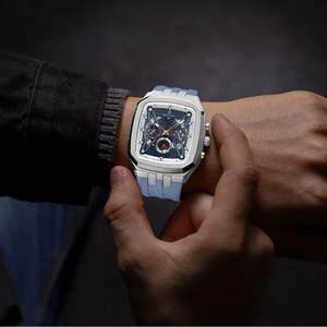 Montre à quartz pour homme REWARD 832260M, design rectangulaire tendance, calendrier, étanche, bracelet en silicone décontracté pour homme - Product Image 3