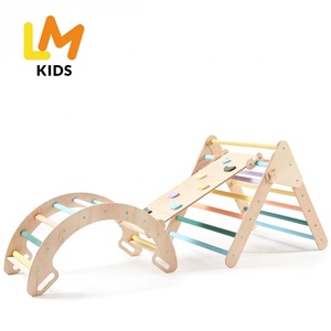 Montessori Climbing Pickler Triangle Toddler Wooden Piklers Triangle Play Gym With Ramp And Rocking Arch Indoor Playground Area