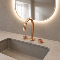 Robinet de lavabo de luxe en laiton massif à 3 trous, eau chaude et froide, mitigeur double poignée large, finition dorée, OEM ODM pour hôtel