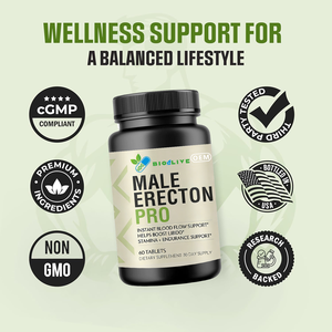 Comprimés d'amélioration masculine Erecton Pro, flux sanguin instantané, soutien de la libido, 60 comprimés - Product Image 2