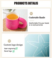 Tasse à café et thé en céramique rose avec revêtement en silicone doux au toucher personnalisée, tasse à café en céramique avec gravure laser du logo