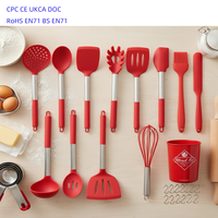 Ensemble d'ustensiles de cuisine en silicone de qualité alimentaire avec logo personnalisé, sans BPA, fournisseur OEM, avec support pour spatule et cuillère