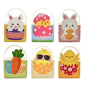 Promotion : Boîte en papier pour bonbons, Sac en <span class=keywords><strong>feutre</strong></span> <span class=keywords><strong>vide</strong></span> pour Pâques, Boîte d'emballage pour la chasse aux œufs, Panier portable, Décoration de fête, Boîte cadeau en papier pour emballage - Product Image 4