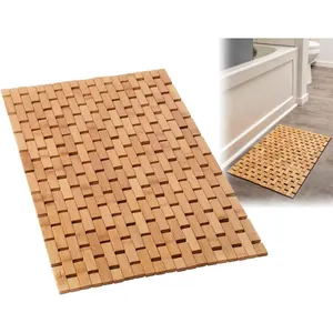 Eco-friendly Factory Bamboo Bathtub Kitchen Rug for Bathroom Wooden Sauna Spa Steps Decor Accessories Natural Color