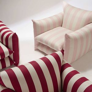 Fauteuil rayé rouge et blanc pour salon et balcon, chaise design avec motif artistique, idéal pour enfant - Product Image 4