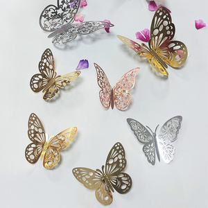 Decoración de pared mariposas pegatinas 3D lujo oro Hada pared acentos calcomanías tema Fiesta decoración del hogar - Product Image 3
