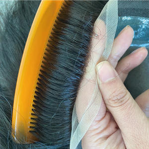 Cabello humano indio de 8x10 pulgadas, pelucas de prótesis de tupé anudadas a mano de color 1b con encaje frontal de 6 pulgadas con PU para <span class=keywords><strong>hombre</strong></span> - Product Image 5