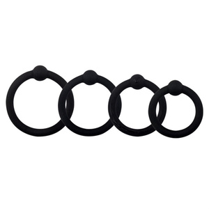 Set Cincin Penis silikon untuk pria, 4 buah mainan seks bergetar dengan fungsi penunda ejakulasi - Product Image 3
