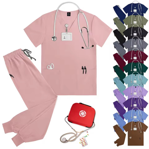 Quirófano médico belleza Spa ropa de trabajo mujeres hombres enfermera uniforme Scrubs Jogger Set salud cuidador ropa de trabajo uniformes de enfermería - Product Image 1