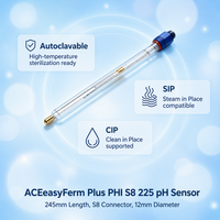 Électrode pH pour capteur de fermentation en biotechnologie, connecteur S8, utilisable avec analyseur/transmetteur de pH autoclavable, personnalisable OEM/ODM