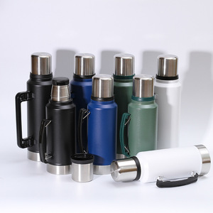 Acero inoxidable <span class=keywords><strong>1000ml</strong></span> 1400ML Clásico Vacío Aislado Boca ancha Camping Viaje Botella verde Termo Taza Mantener caliente y frío - Product Image 1