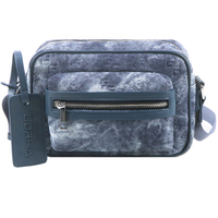 Tas Selempang Pria Denim Vintage Custom Logo, Tas Kamera Embossed GF, OEM ODM, Warna Pantone Tersedia dalam 5 Warna