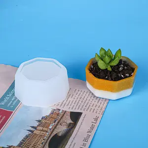 Colla goccia stampo piatto carnoso vaso da fiori Silicone fioriera specchio Amazon resina stampo fioriera stampo in vendita